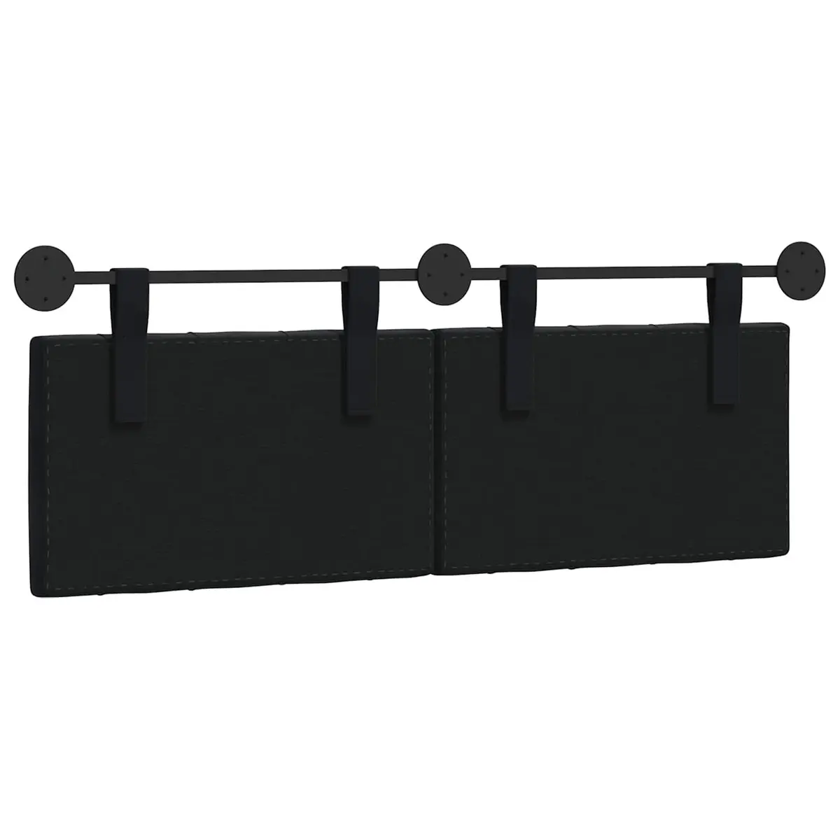 Hanging Headboard LED Light Black Velvet Button Tufted Modern