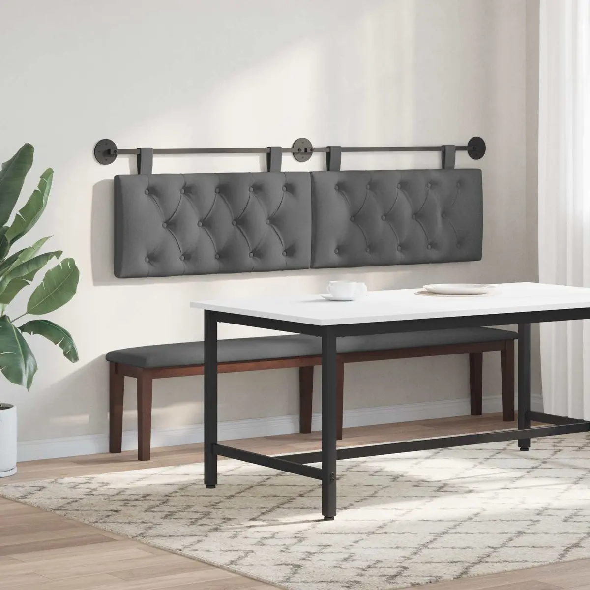 Grey Fabric Wall-Mounted Headboard