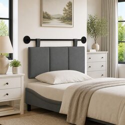 Your Cozy Modern Grey Fabric Wall-Mounted Headboard