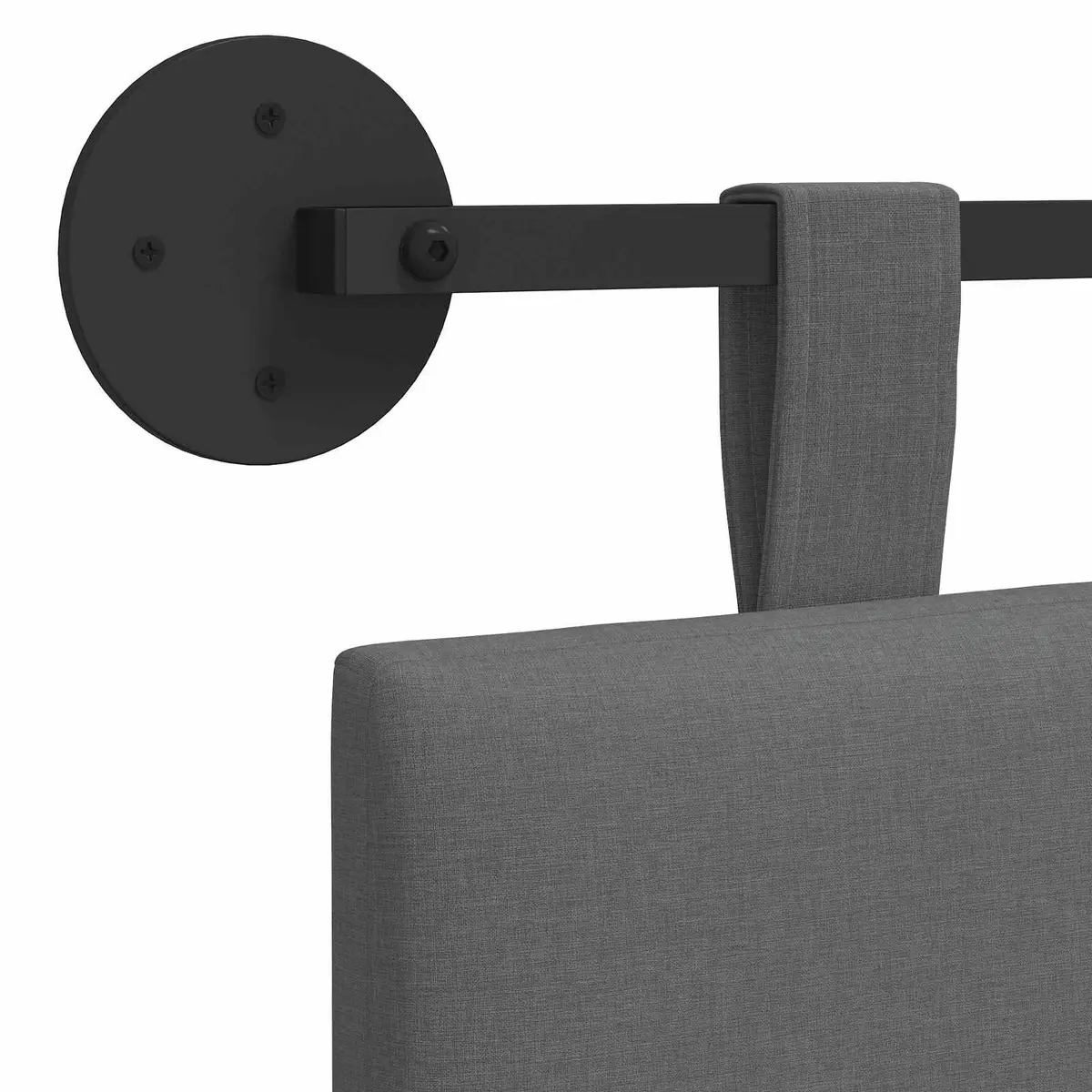 Hanging Headboard Modern Upholstered Wall Mounted Grey Fabric