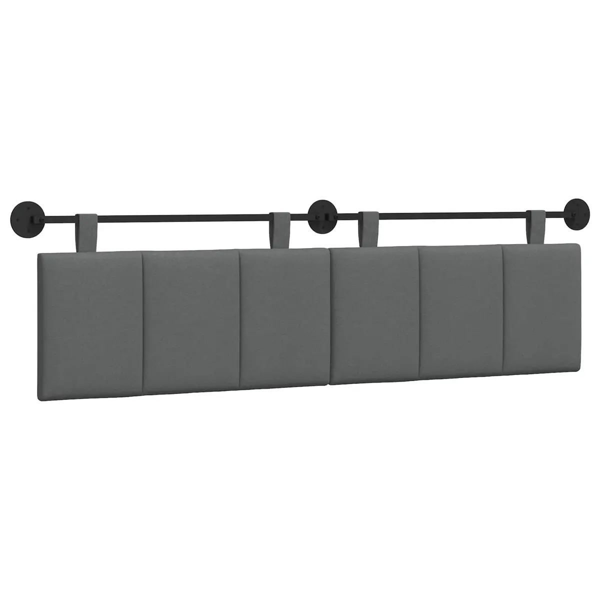 Hanging Headboard Modern Upholstered Fabric Wall Mounted Dark Grey Stripes
