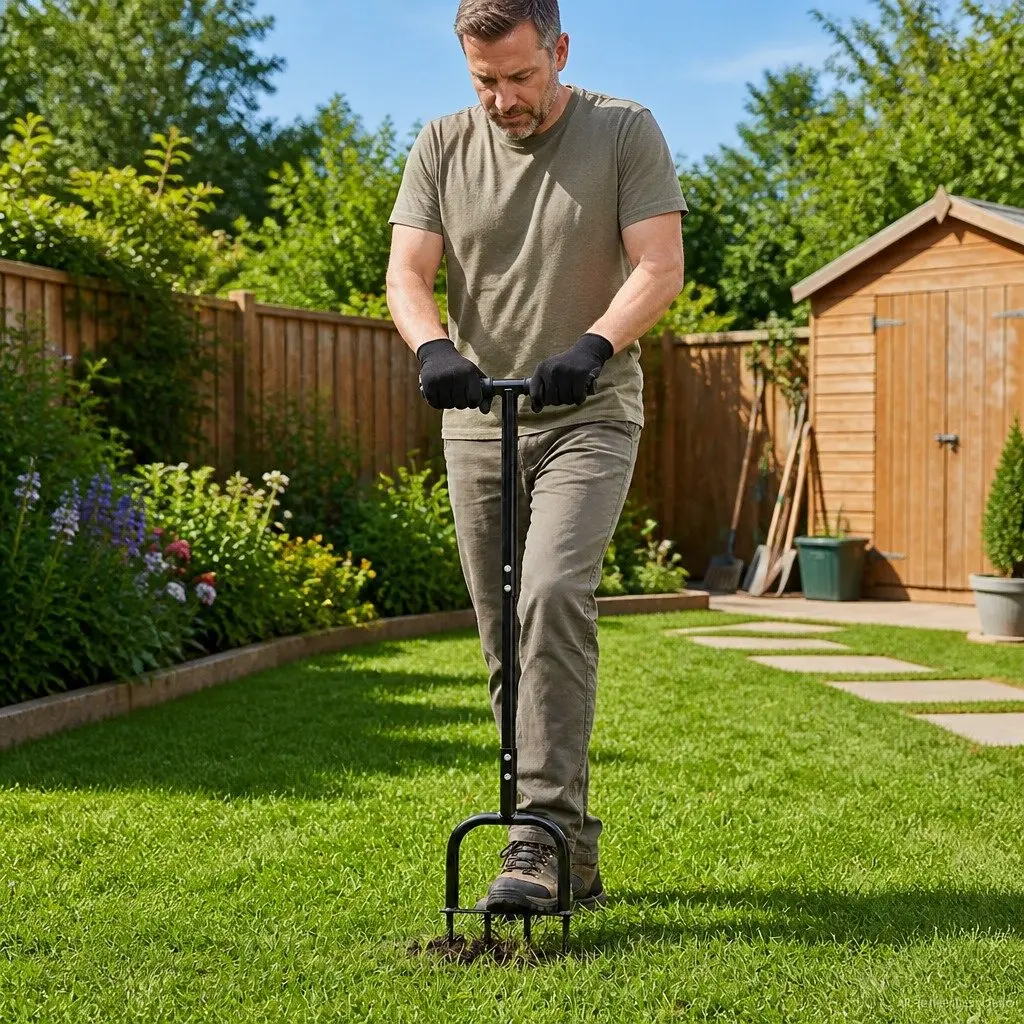 Black Lawn Aerator Tool for Healthier Lawns