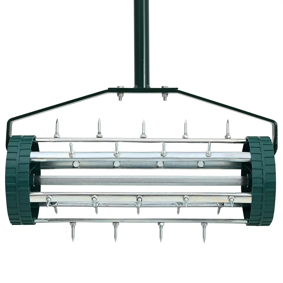 Lawn Roller with Aerator Clamps Steel Frame 127.5cm Green