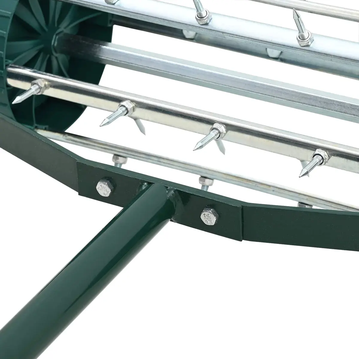 Lawn Roller with Aerator Clamps Steel Frame 127.5cm Green