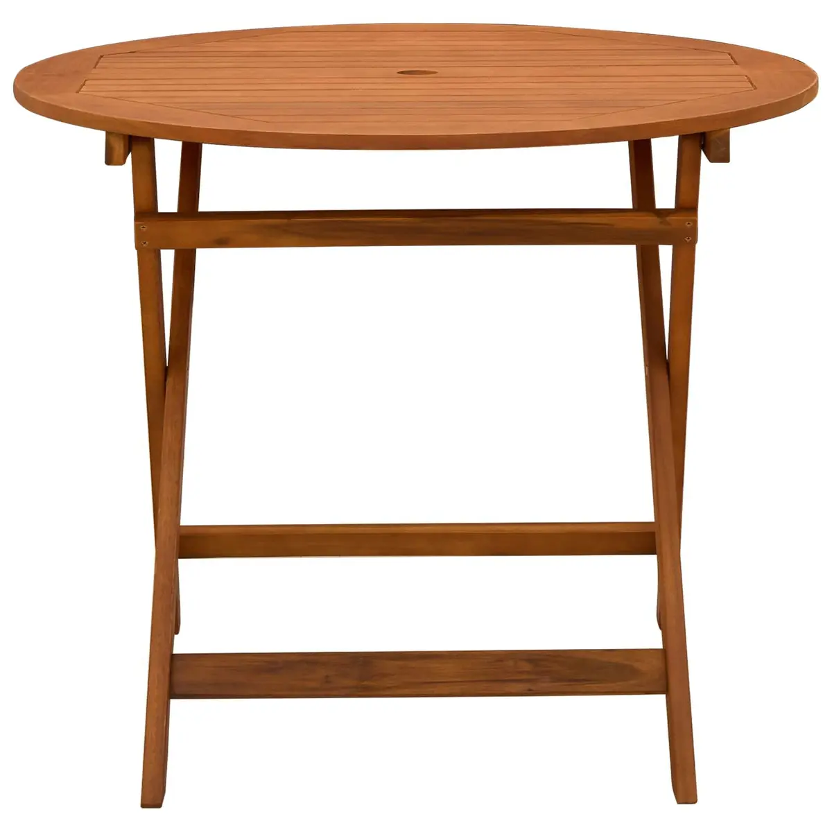 Folding Garden Table Round Brown Solid Eucalyptus Wood 90 cm