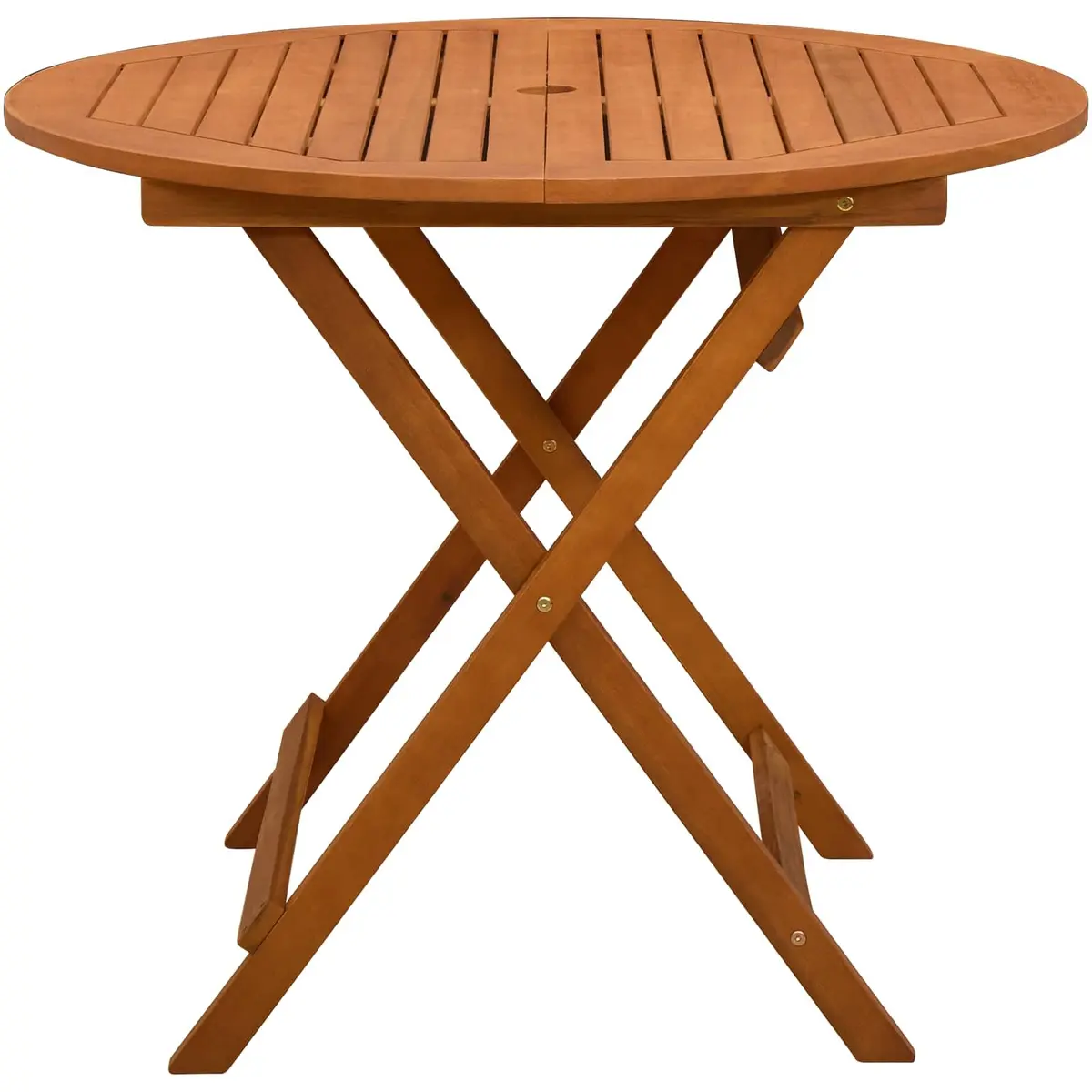 Folding Garden Table Round Brown Solid Eucalyptus Wood 90 cm