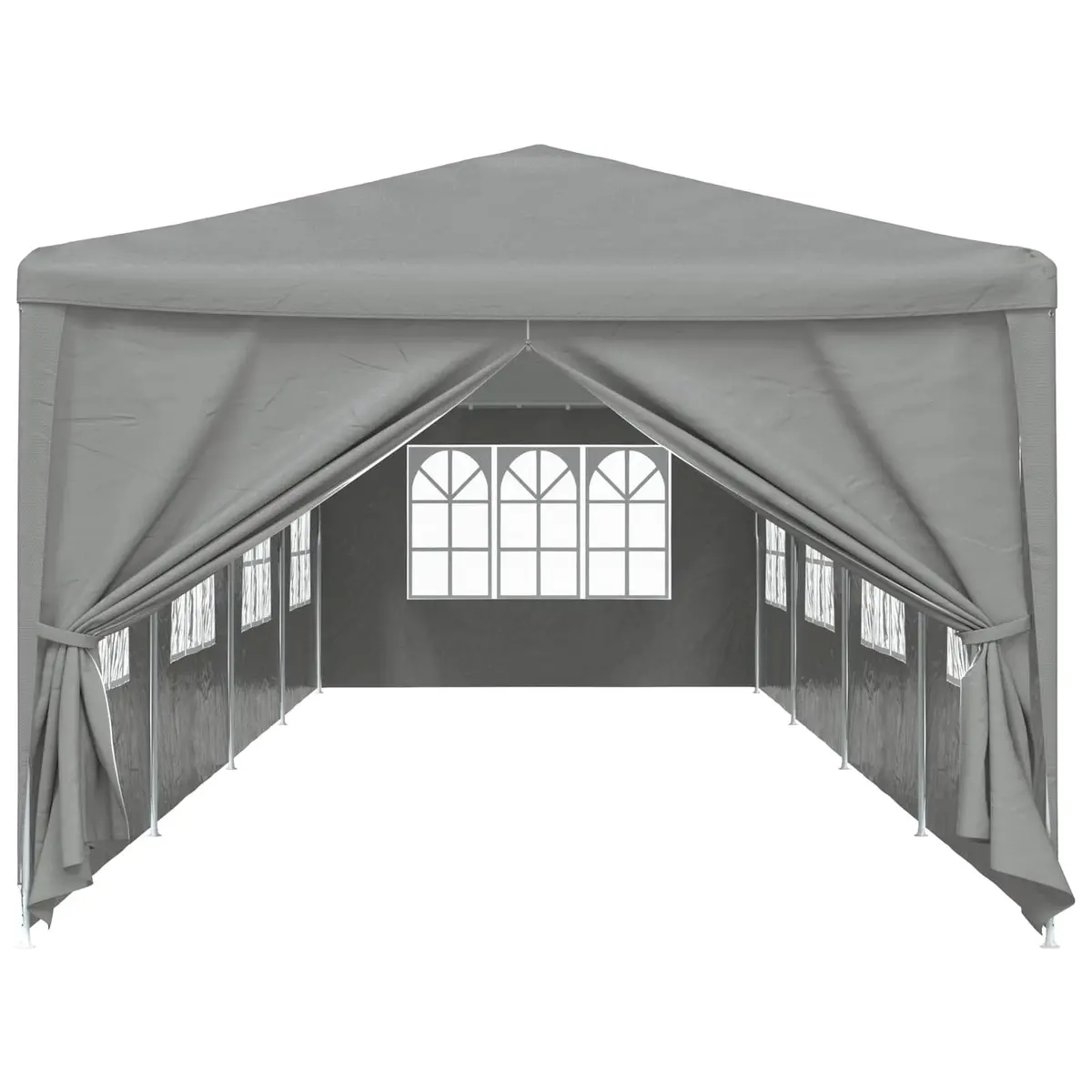 Party Tent Grey 1200 x 300 x 255 cm Outdoor Canopy Gazebo with Side Panels and Doors