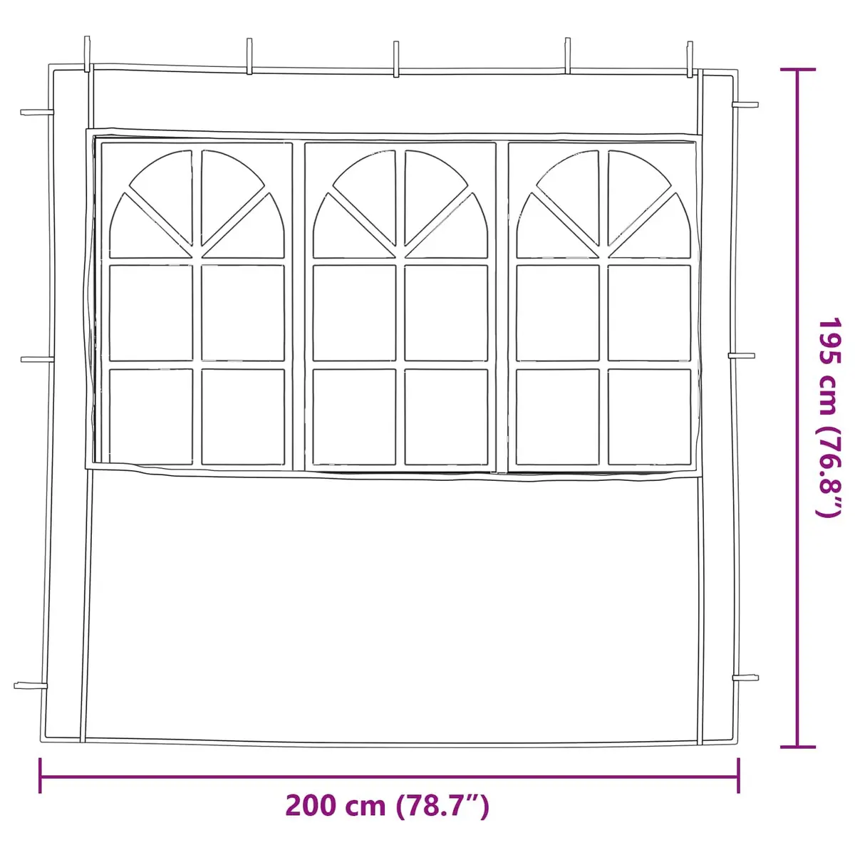 Party Tent Sidewall 2 Piece Weather Resistant Anthracite PE Steel 200 x 195 cm