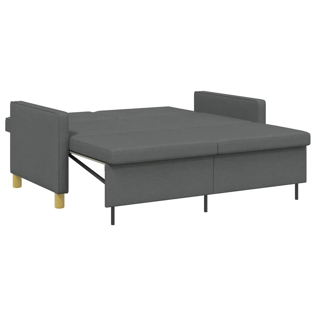 Pull Out Sofa Bed Dark Grey Fabric Adjustable Backrest Foldable Legs Modern