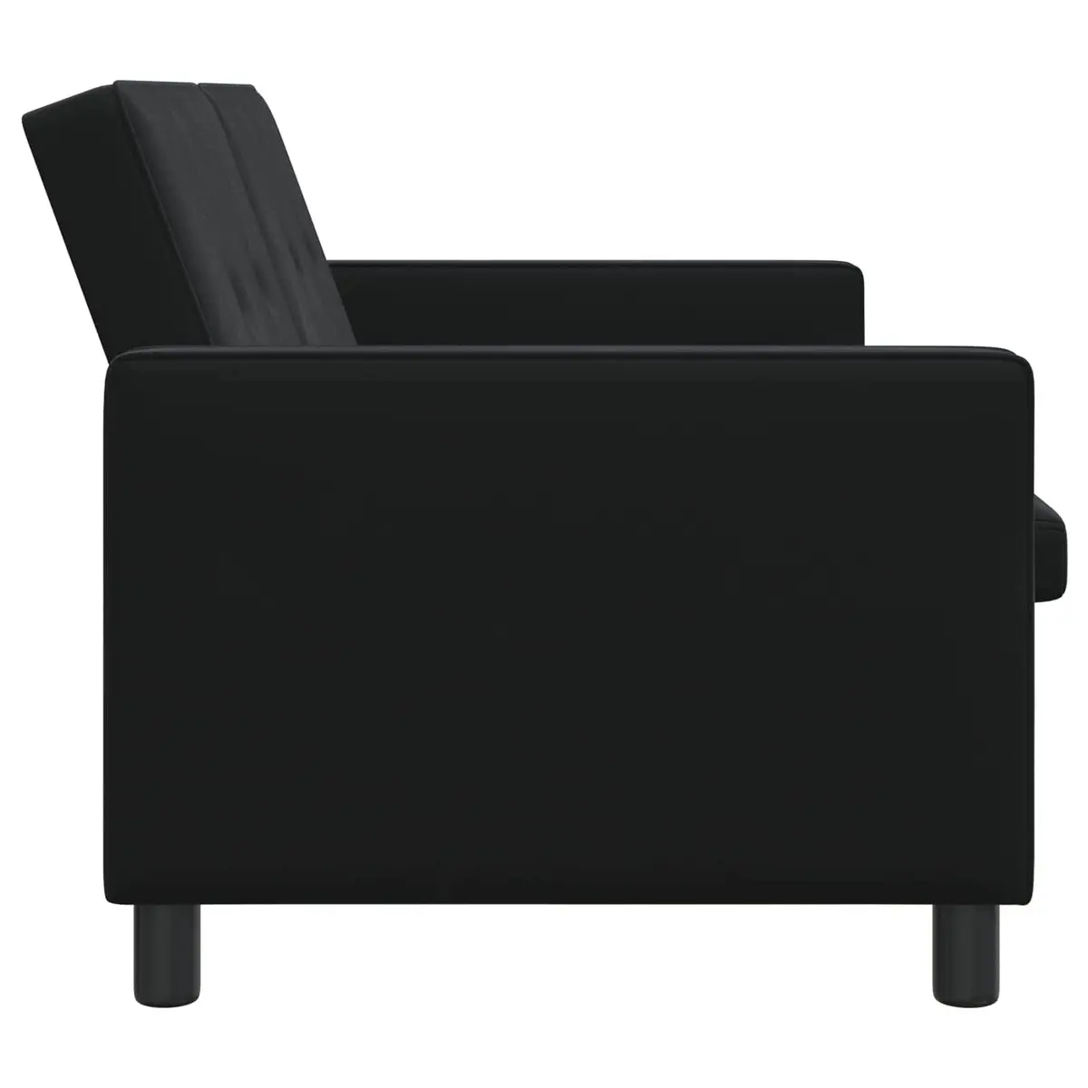 Sofa Bed Black Fabric Adjustable Backrest Pull-Out Lounge Seating Compact Modern