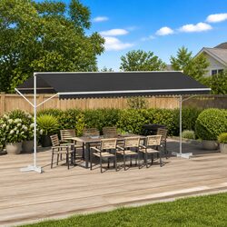 Free Standing Awning Anthracite 5 x 3 m Outdoor Patio Garden Shade Hand Crank