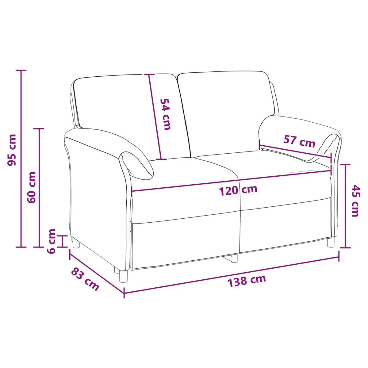 2-Seater Sofa Black Velvet Contemporary Lounge Furniture 138cm