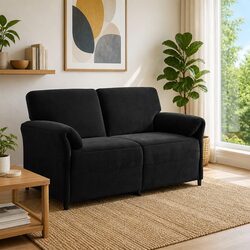 2-Seater Sofa Black Velvet Living Room Furniture Contemporary Design 158cm