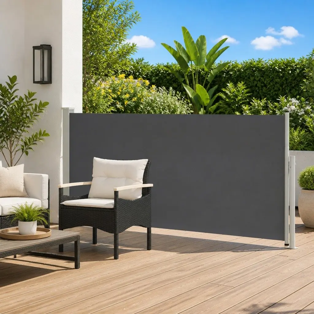 Retractable Side Awning Flexible Shading 117 x 500 cm Outdoor Garden Patio Shade Polyester