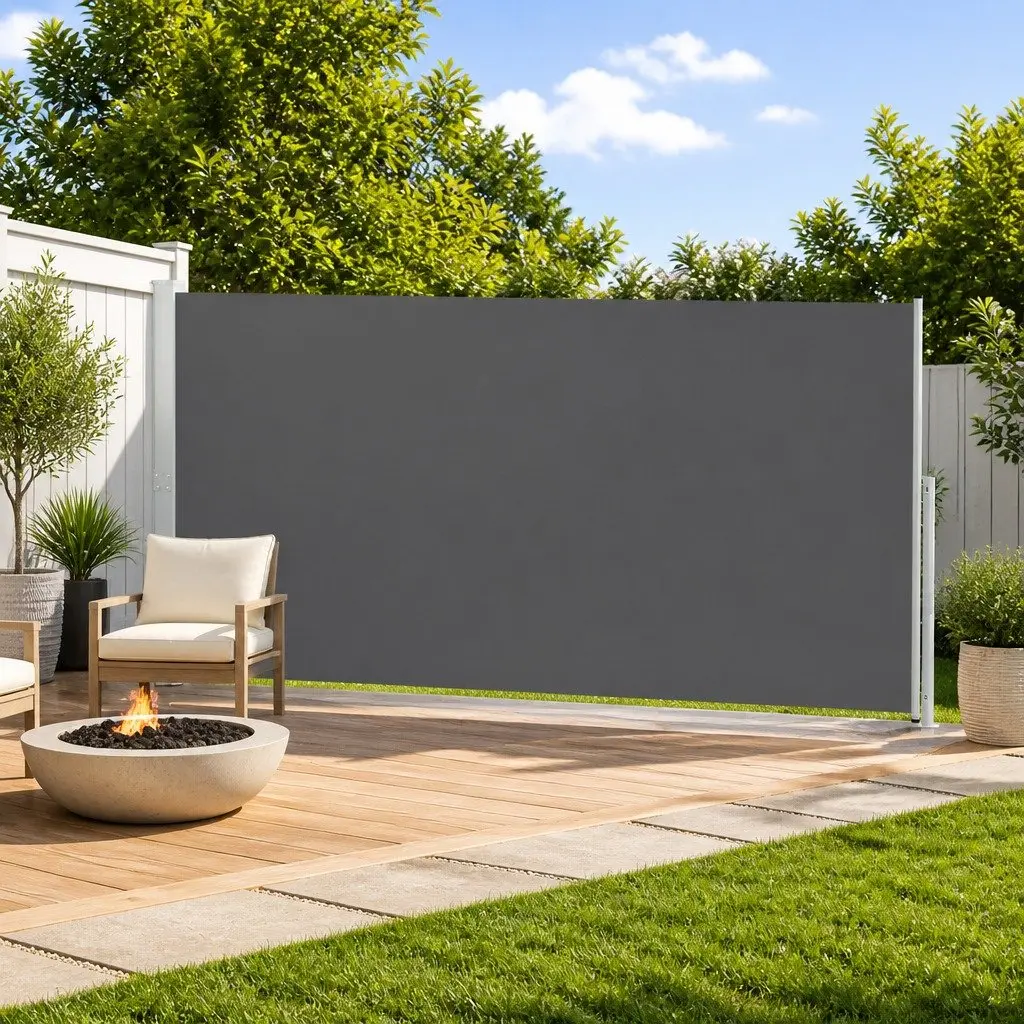 Retractable Side Awning Durable Polyester Fabric 180 x 600 cm Outdoor Garden Patio Privacy Shade