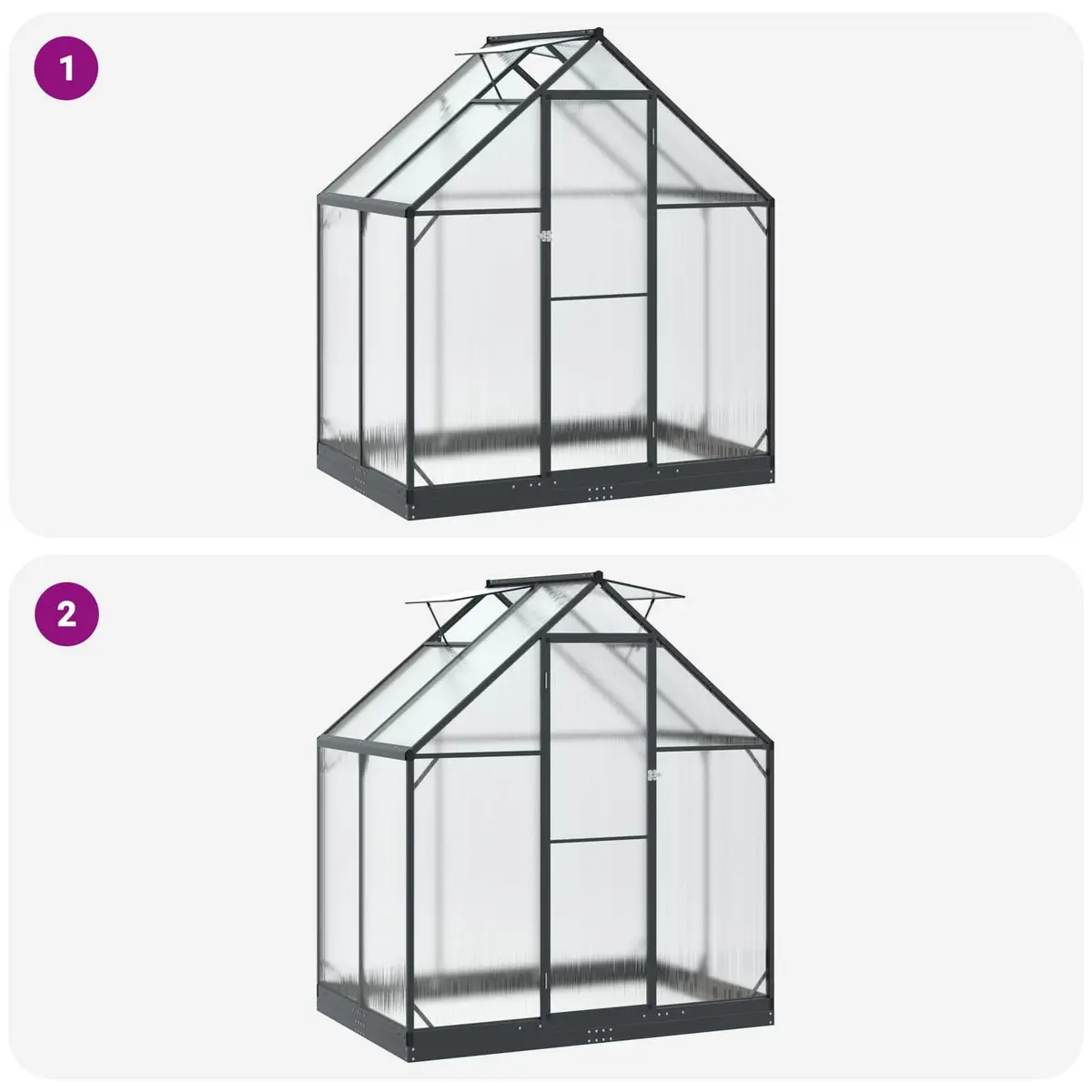Garden Greenhouse Tunnel Adjustable Height Anthracite Weather-Resistant 1835 x 1230 x 2070 mm