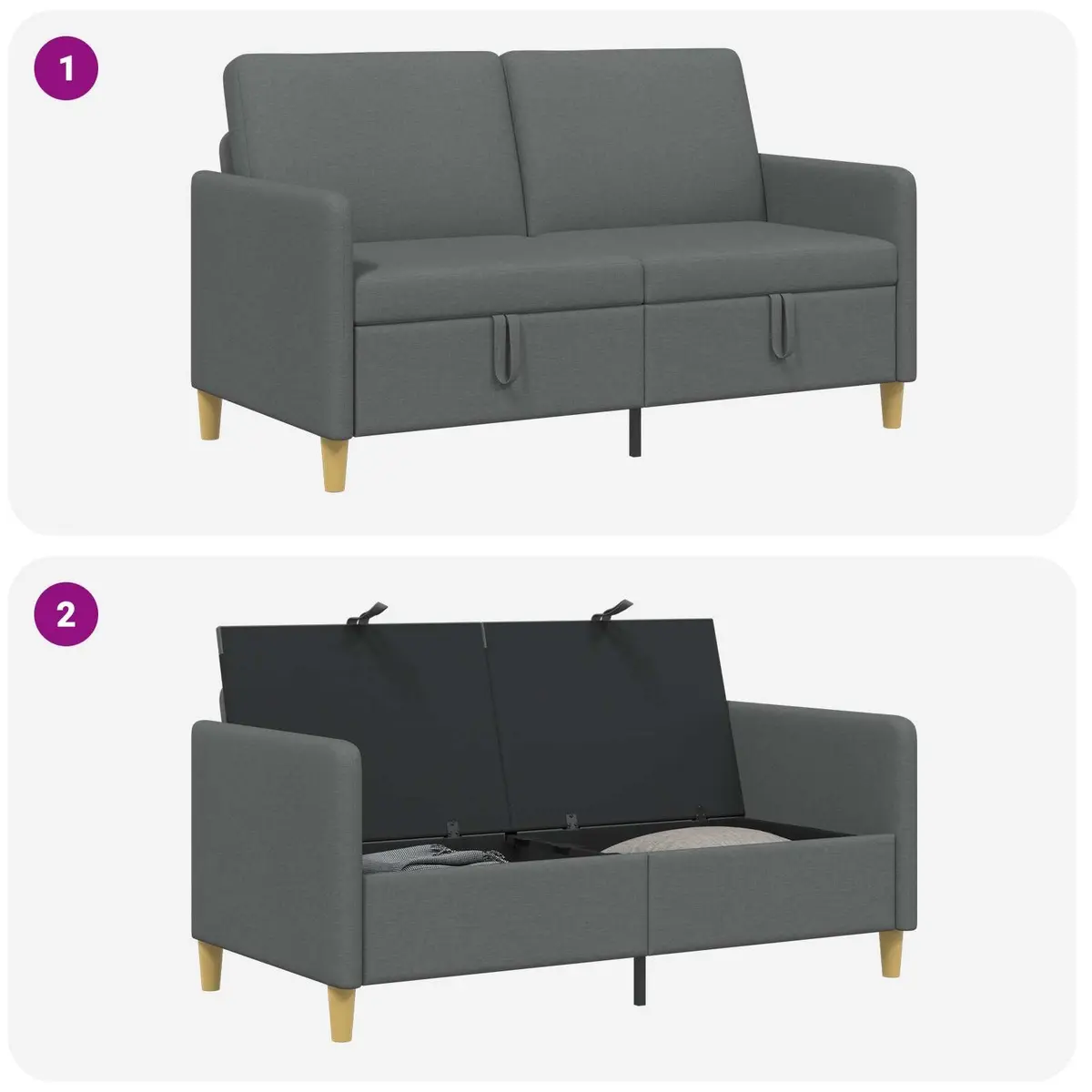 Dark Grey Storage Sofa