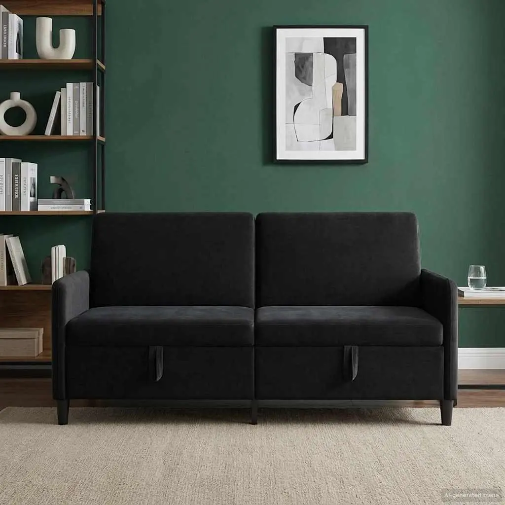 Storage Sofa Black Modern Lift-Up Seat Furniture Living Room Couch 172x78x87cm