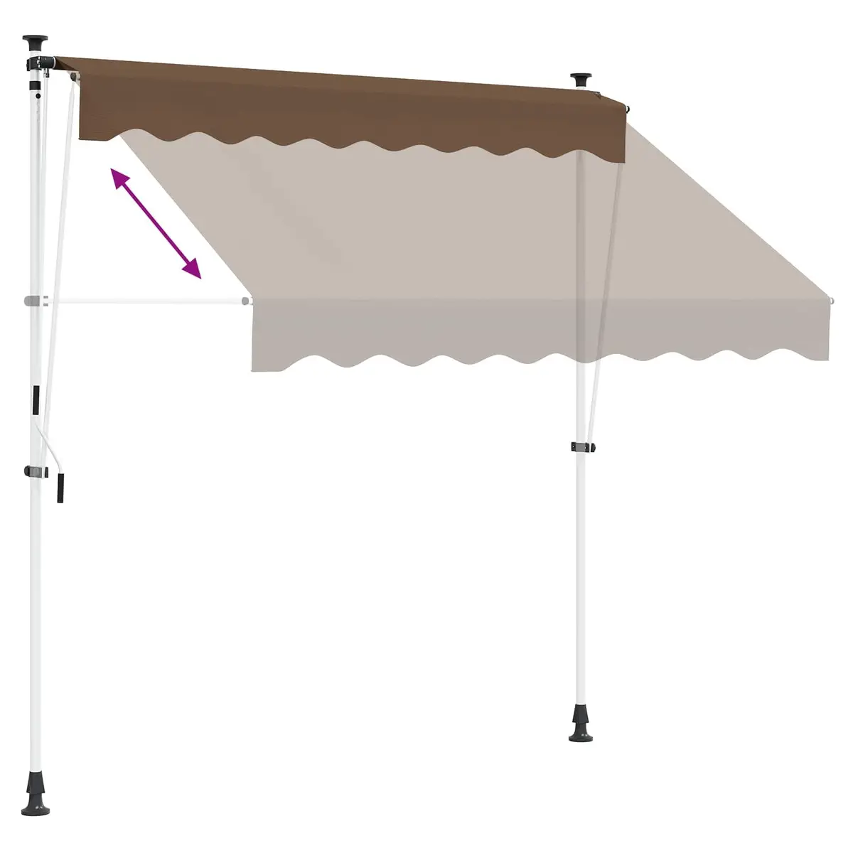 Retractable Awning Taupe Manual Hand Crank 250cm Outdoor Shade for Garden Patio