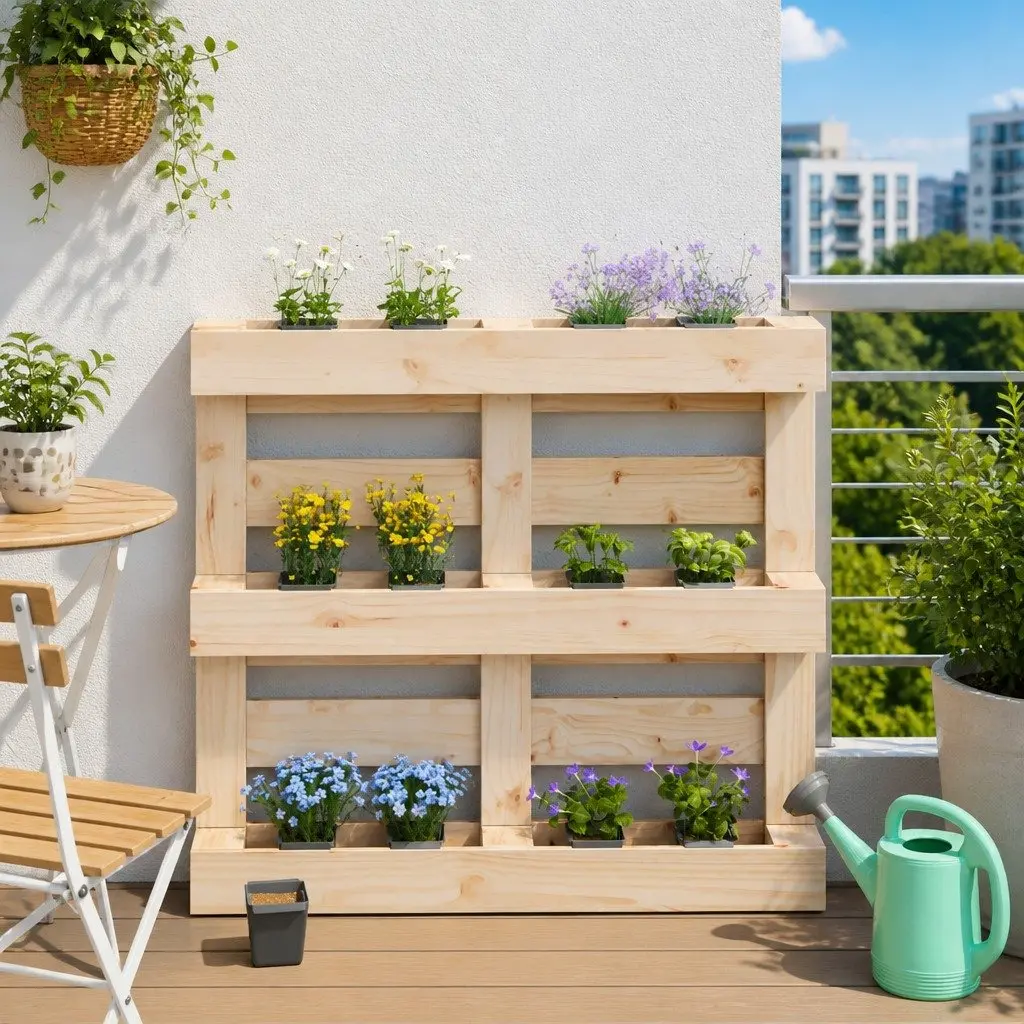 Flower Boxes Euro Pallet Compatible Grey 13.5 x 9 x 9.5 cm 12 Piece Garden Planter