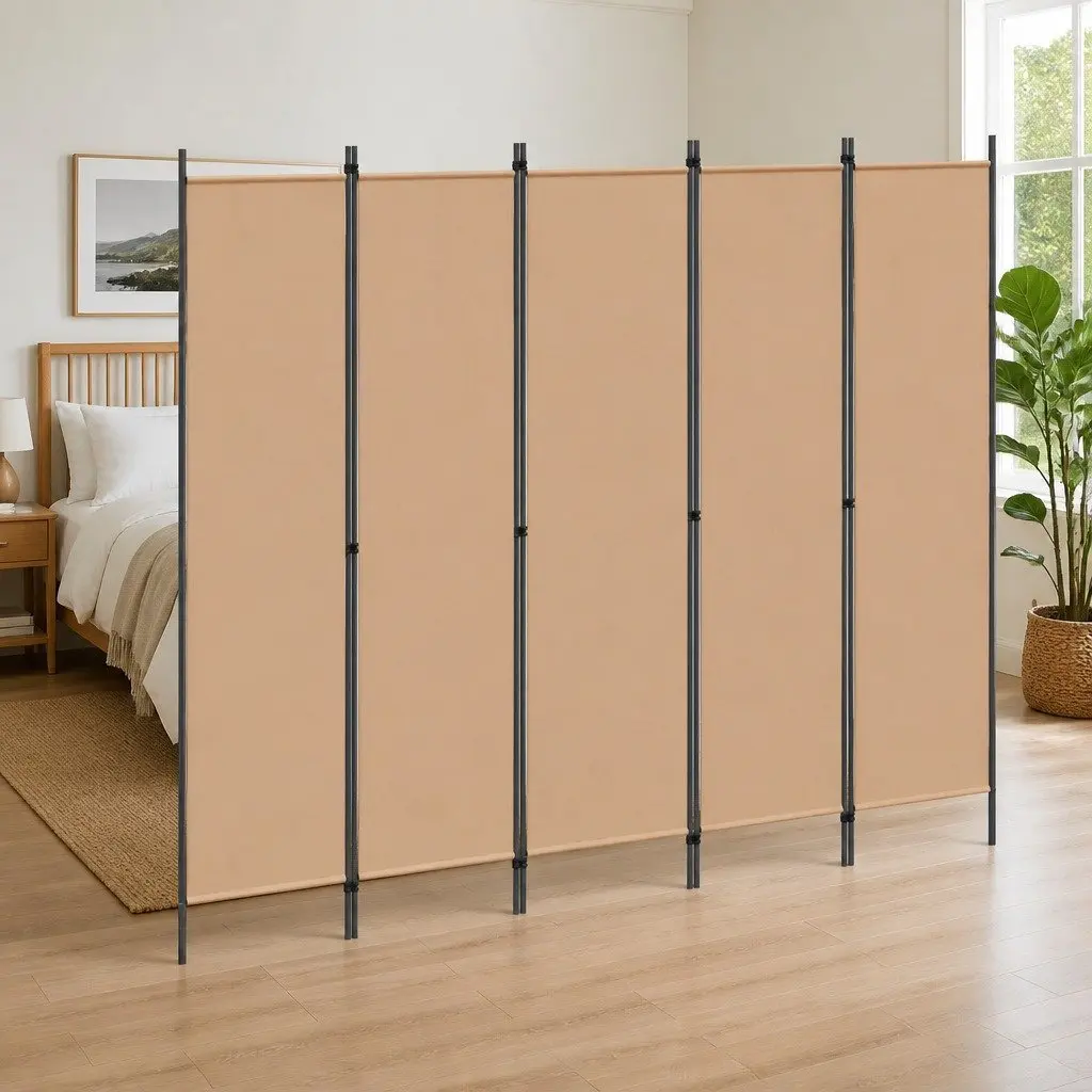 5-Panel Room Divider Folding Privacy Screen 250 x 180 cm
