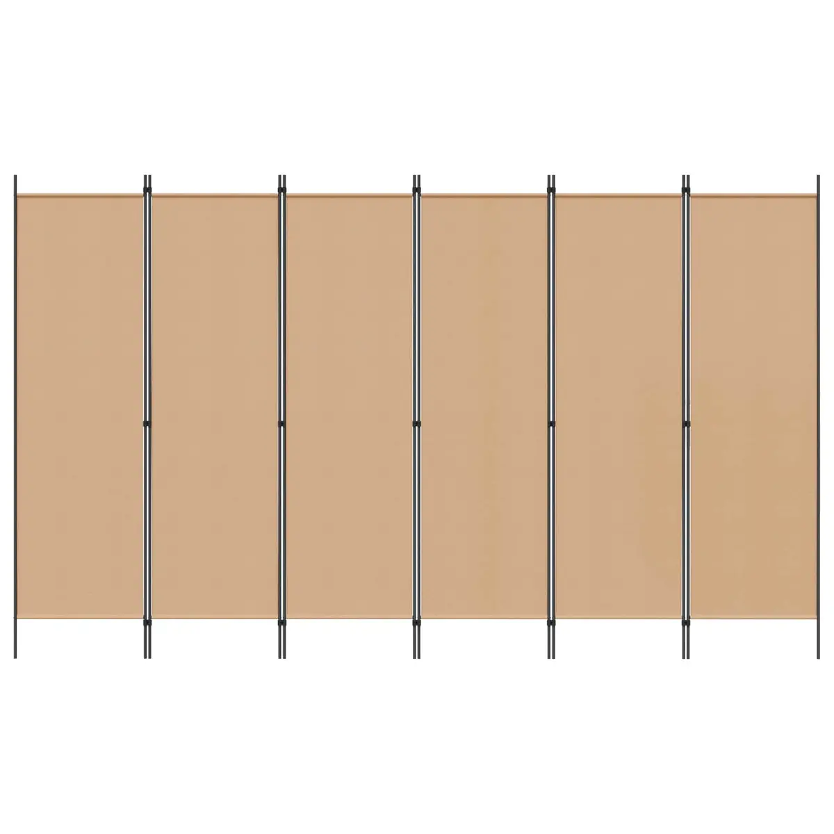 6-Panel Room Divider Beige Fabric Folding Privacy Screen