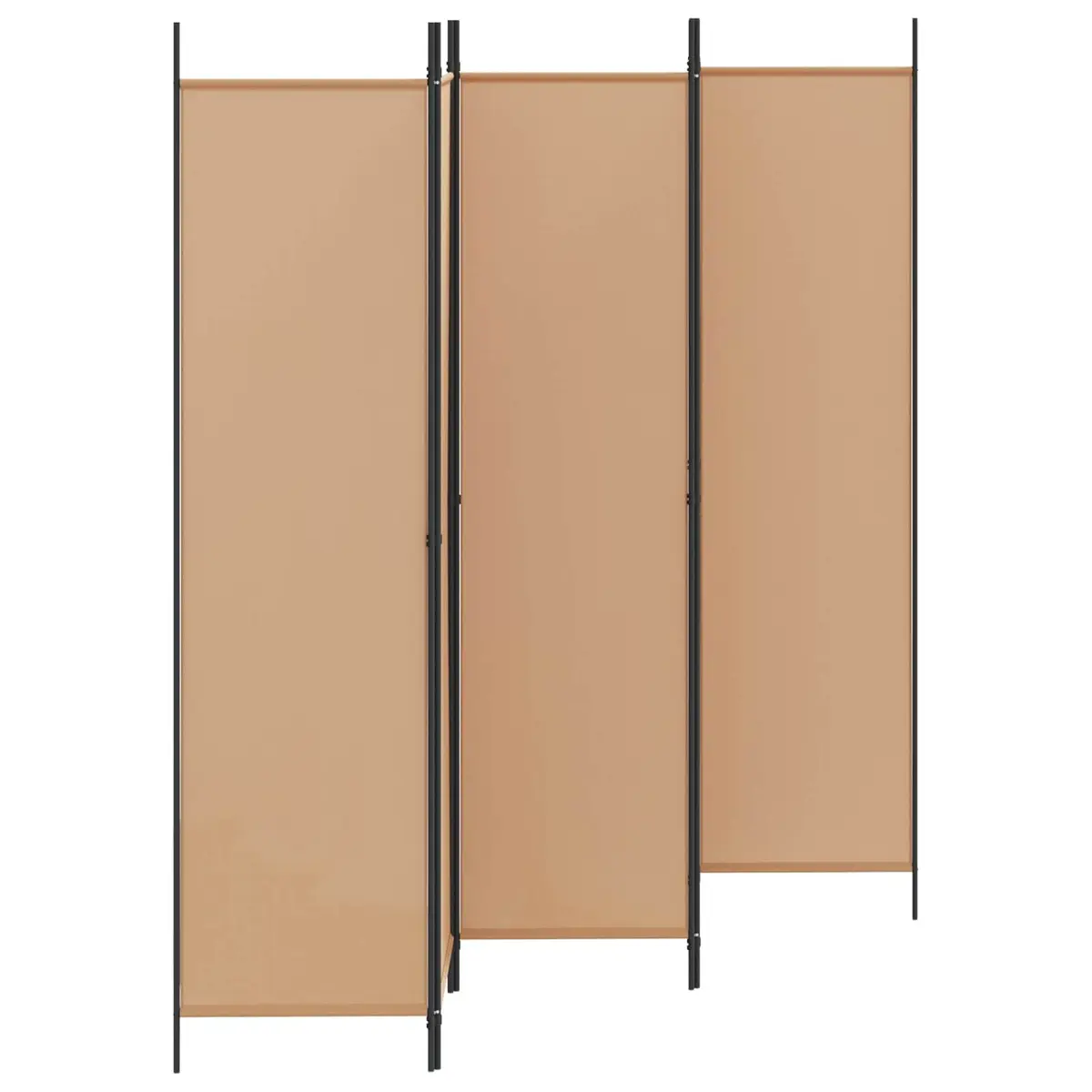 Room Divider 5-Panel Folding Privacy Screen Indoor Beige Fabric Partition Wall