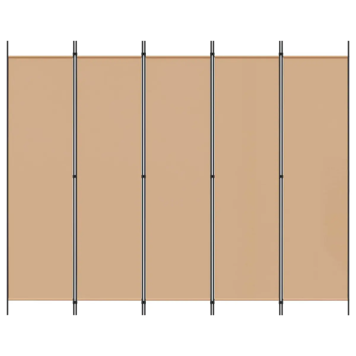 Room Divider 5-Panel Folding Privacy Screen Indoor Beige Fabric Partition Wall