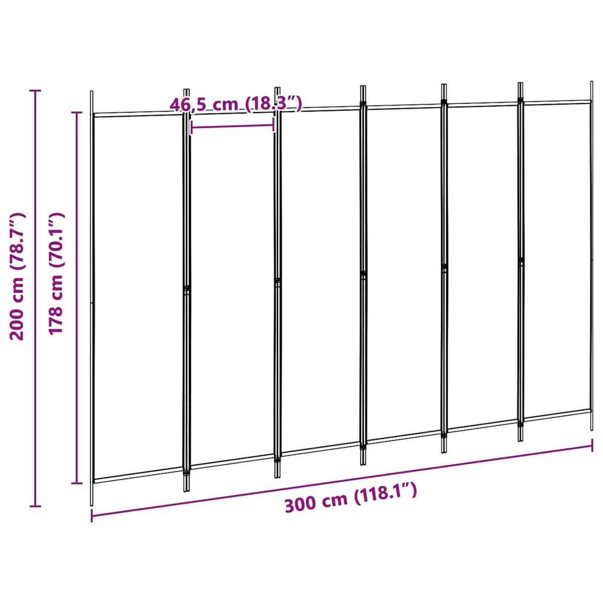Room Divider 6-Panel Folding Screen Indoor Privacy Partition Beige 300x200cm