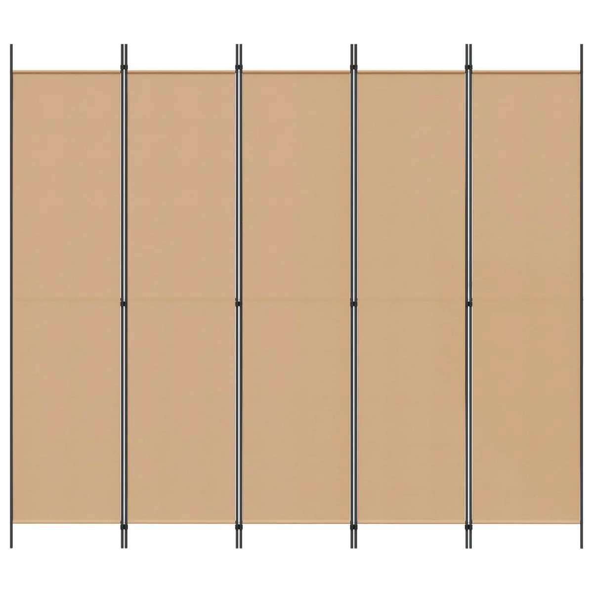 5-Panel Room Divider Beige Folding Privacy Screen 250 x 220 cm Fabric Partition