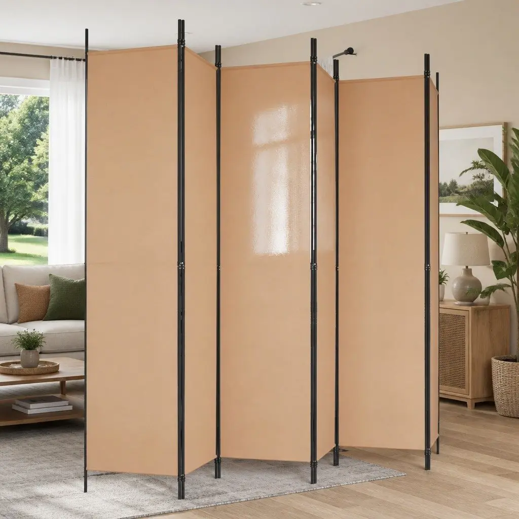Beige 6-Panel Room Divider
