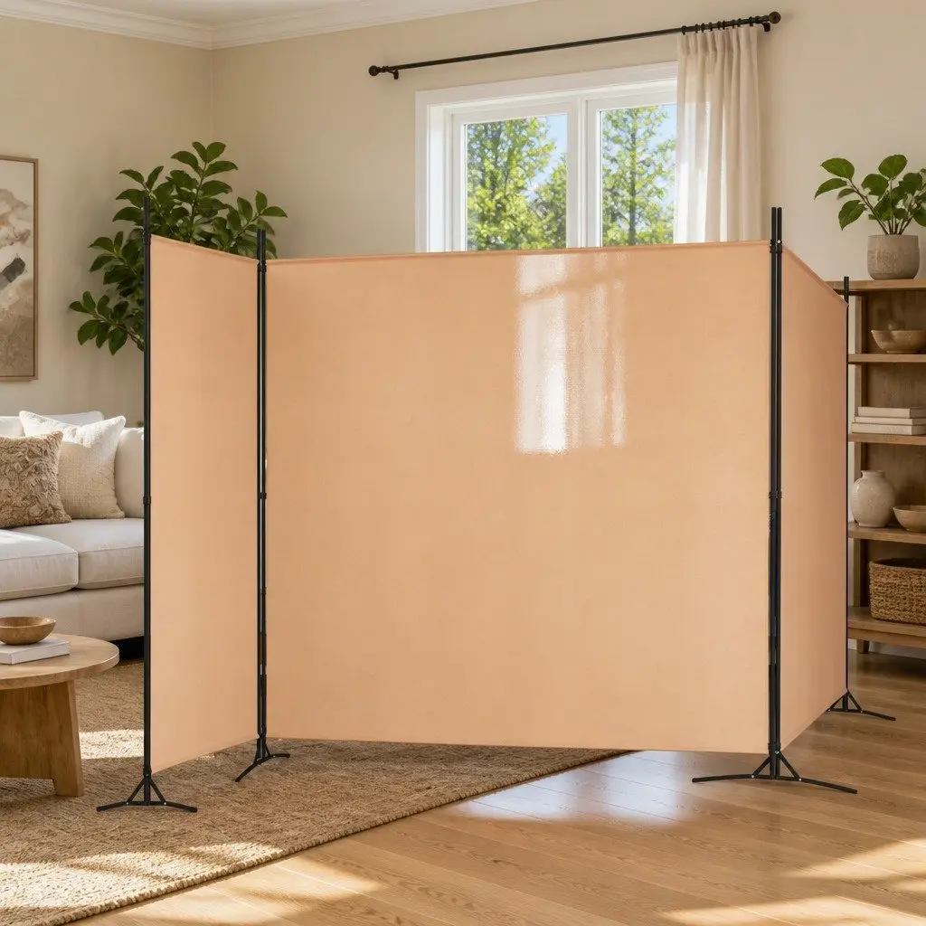 4-Panel Beige Room Divider