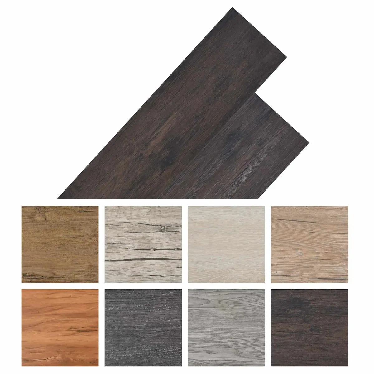 Self-Adhesive PVC Flooring Planks Dark Grey 18 Pieces