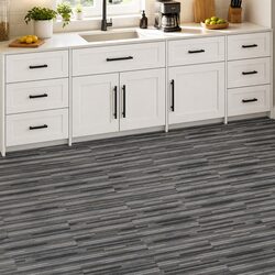 Self-Adhesive PVC Flooring Planks 5.02m² Grey Striped Indoor Home 36 Pieces