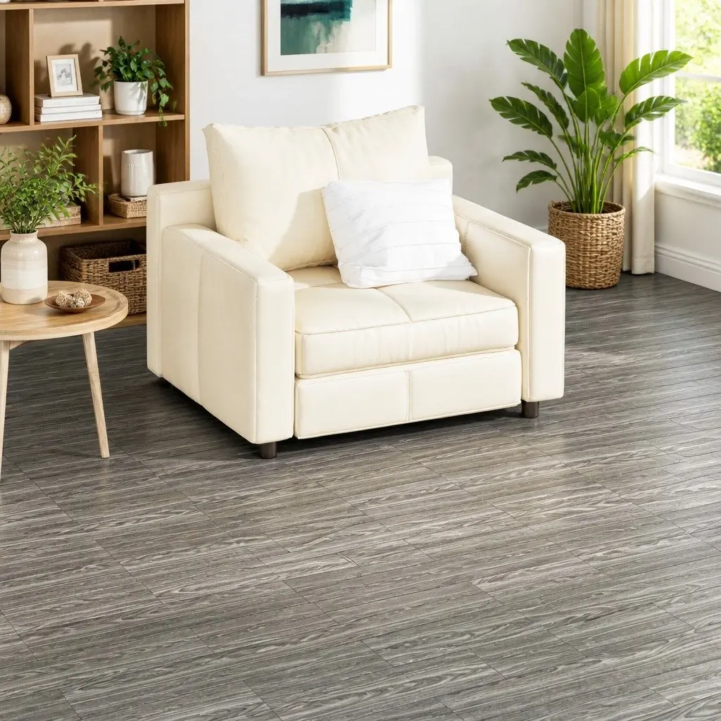 PVC Flooring Planks Self-Adhesive Dark Grey 18 Piece