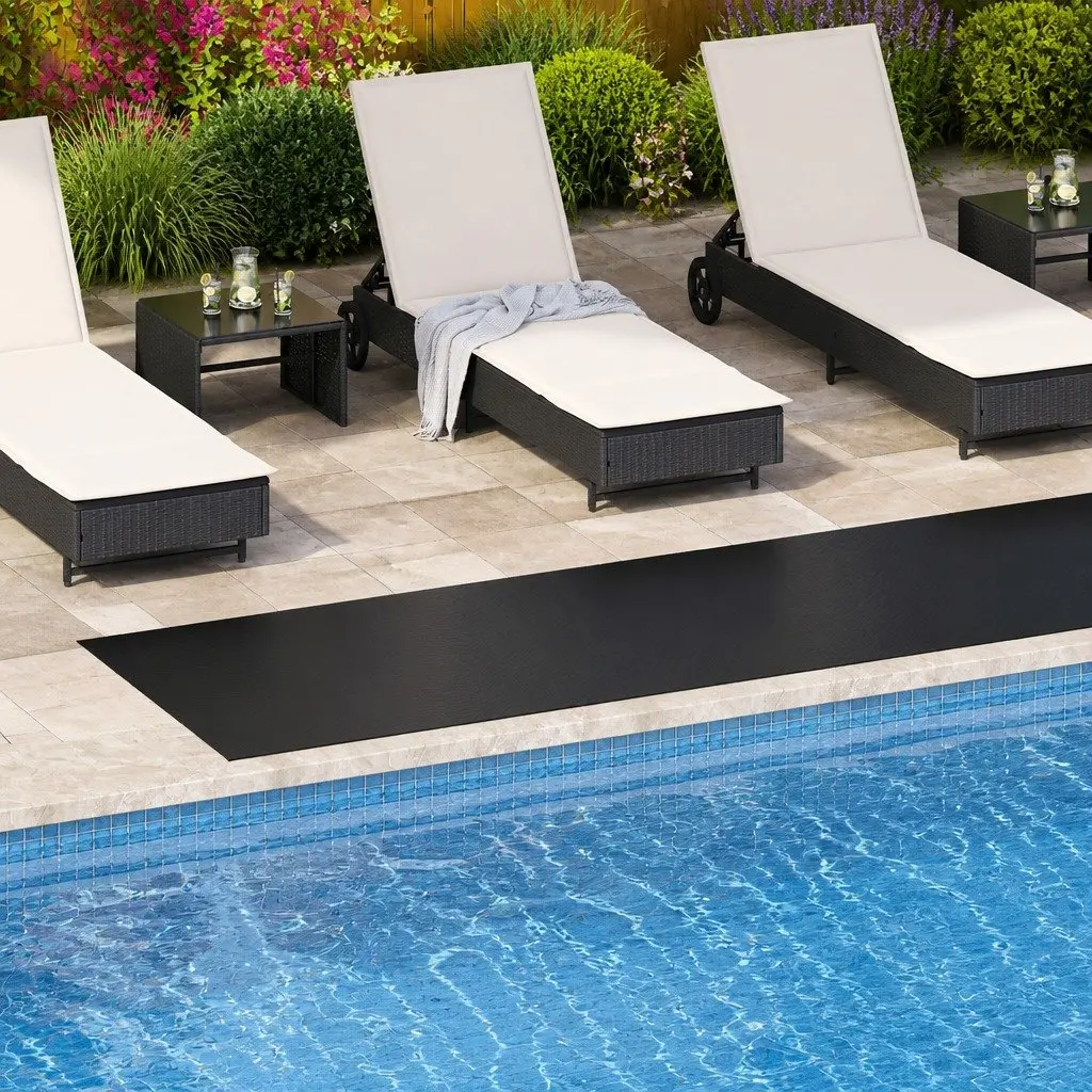 Rubber Floor Mat Flexible Durable 3mm Thickness Black Rectangular Outdoor Garden Patio Pathway