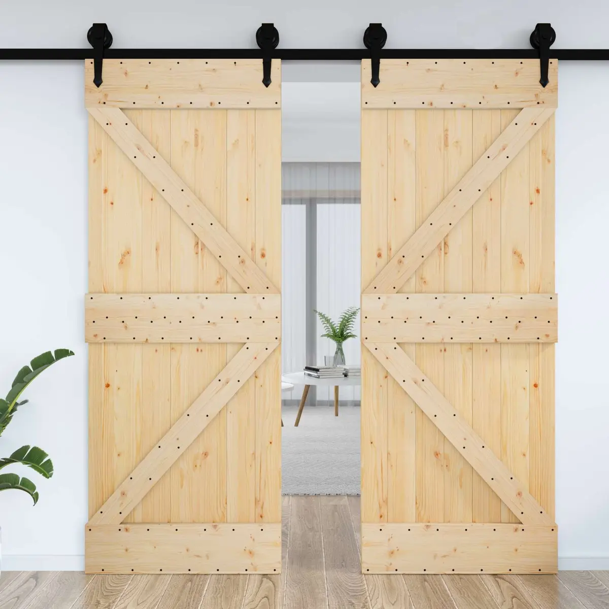 Solid Pine Wood Door 70 x 210 cm Interior Entrance Natural Minimalist Design