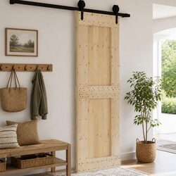 Solid Pine Wood Interior Door Modern Design Natural 70 x 210 cm