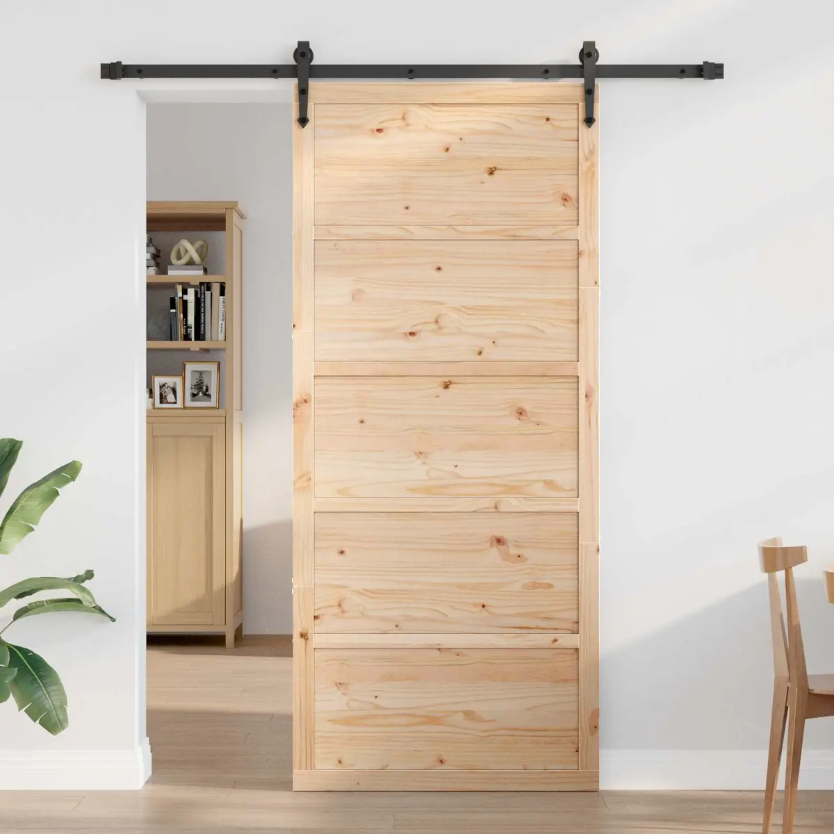 Barn Door Sliding Rustic Solid Pine Wood 90cm