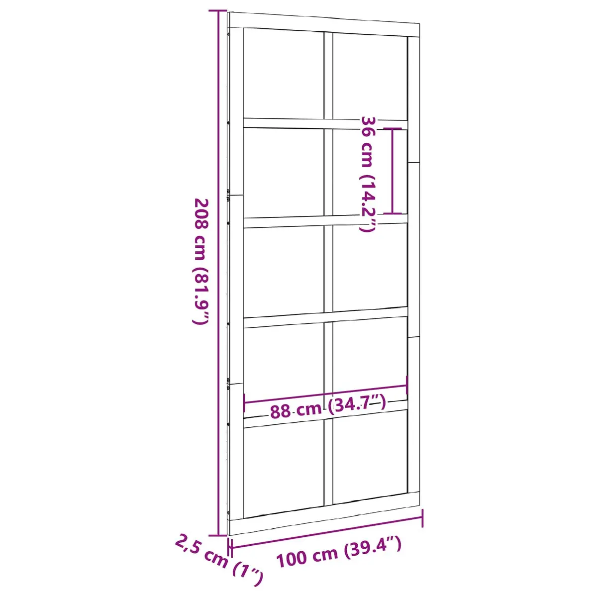 Sliding Barn Door White Solid Pine Wood Rustic 100x208cm