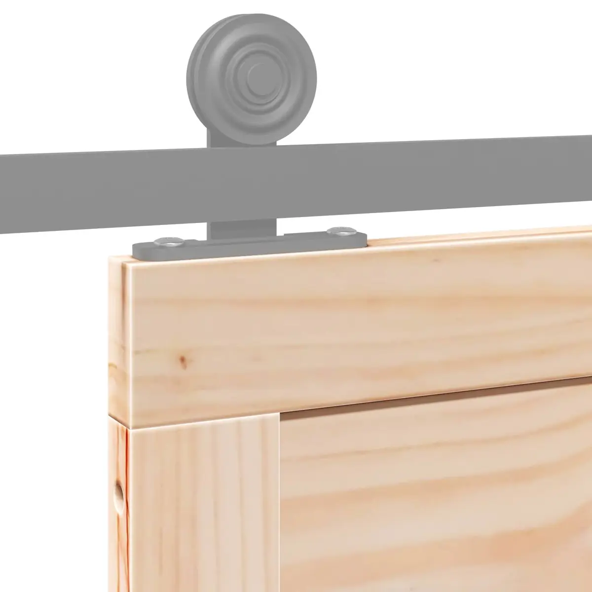 Barn Door Sliding Solid Pine Wood Rustic Space-Saving 80cm Natural