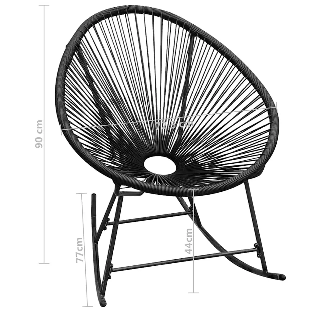 Outdoor Rocking Chair Black Oval Shape Weather-resistant PE Rattan
