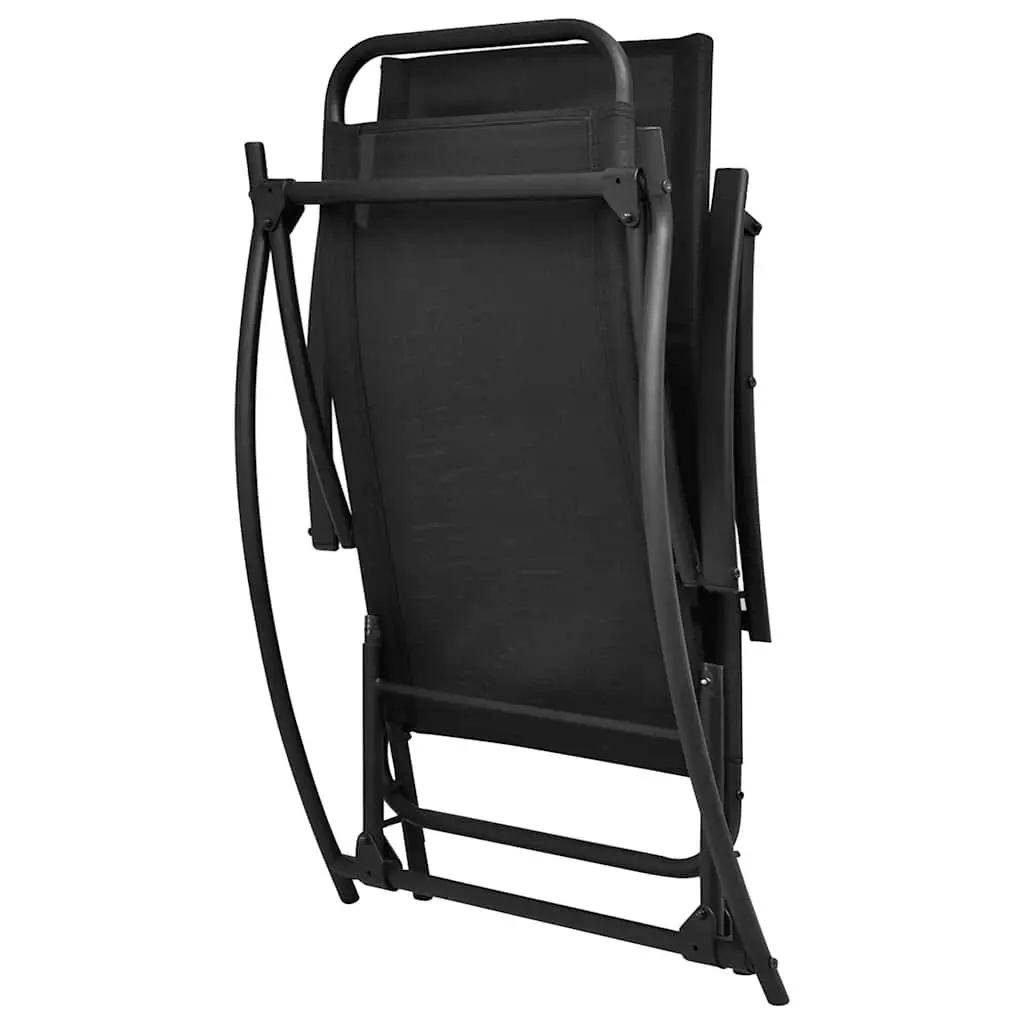Outdoor Rocking Chair Black Steel Textilene Foldable