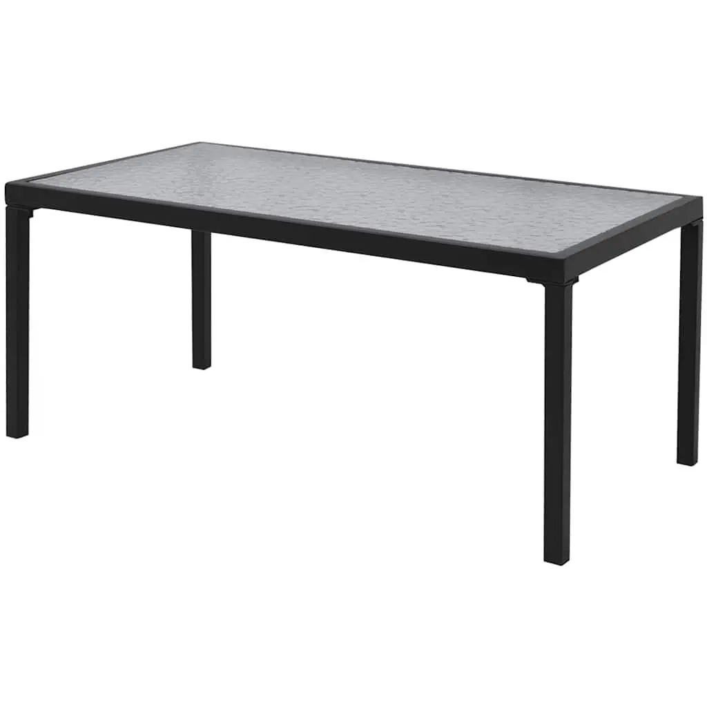 Outdoor Lounge Set Black Powder Coated Steel Frame 4 Piece with Chairs Bench Coffee Table