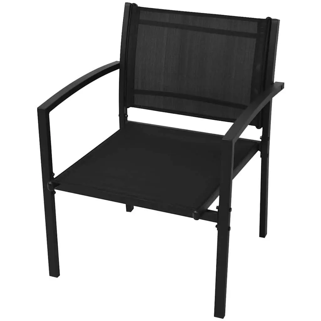 Outdoor Lounge Set Black Powder Coated Steel Frame 4 Piece with Chairs Bench Coffee Table