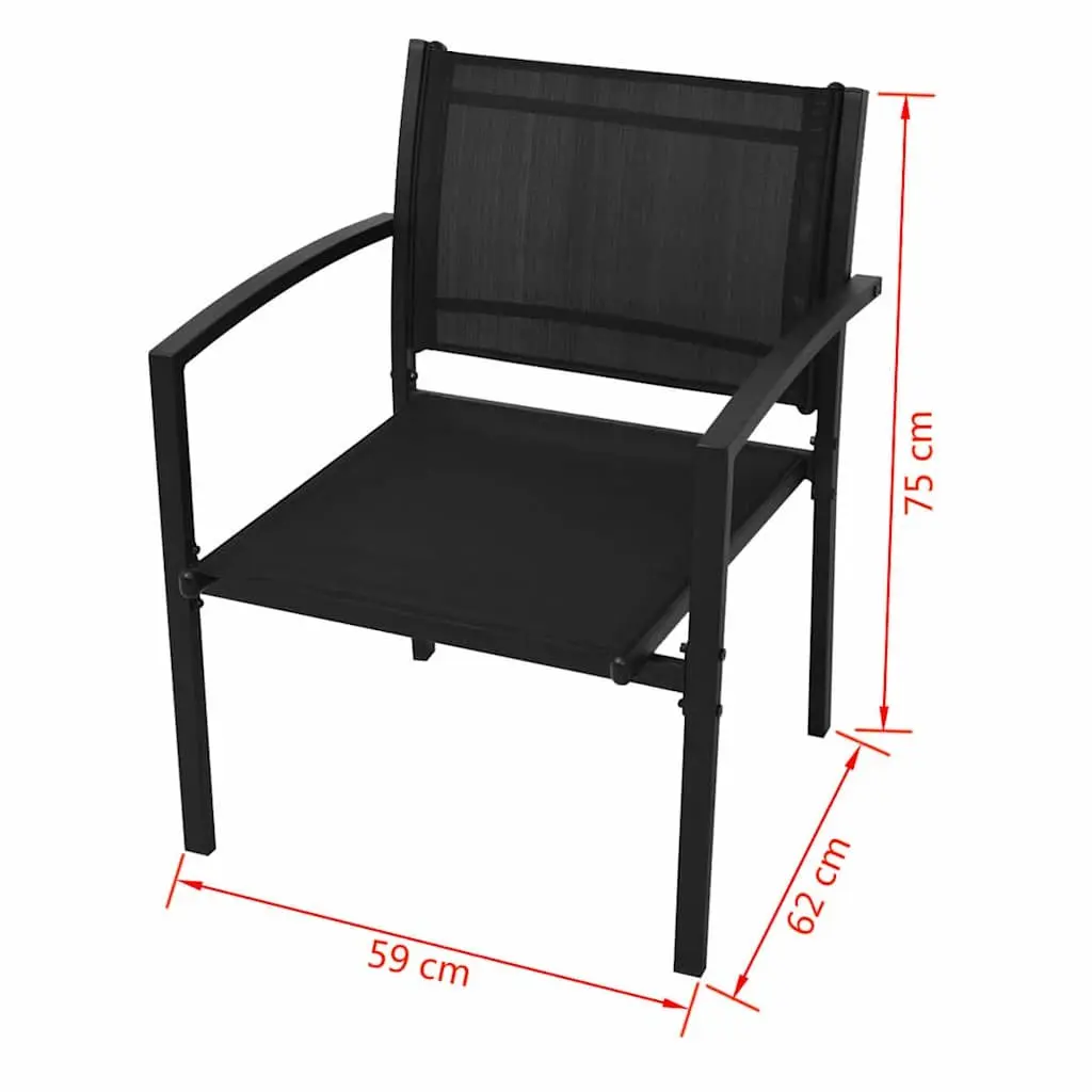 Outdoor Lounge Set Black Powder Coated Steel Frame 4 Piece with Chairs Bench Coffee Table