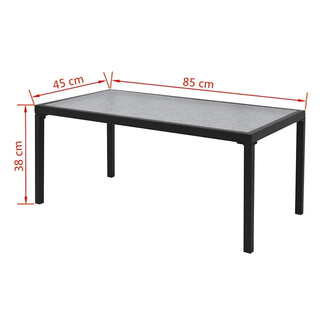 Outdoor Lounge Set Black Powder Coated Steel Frame 4 Piece with Chairs Bench Coffee Table