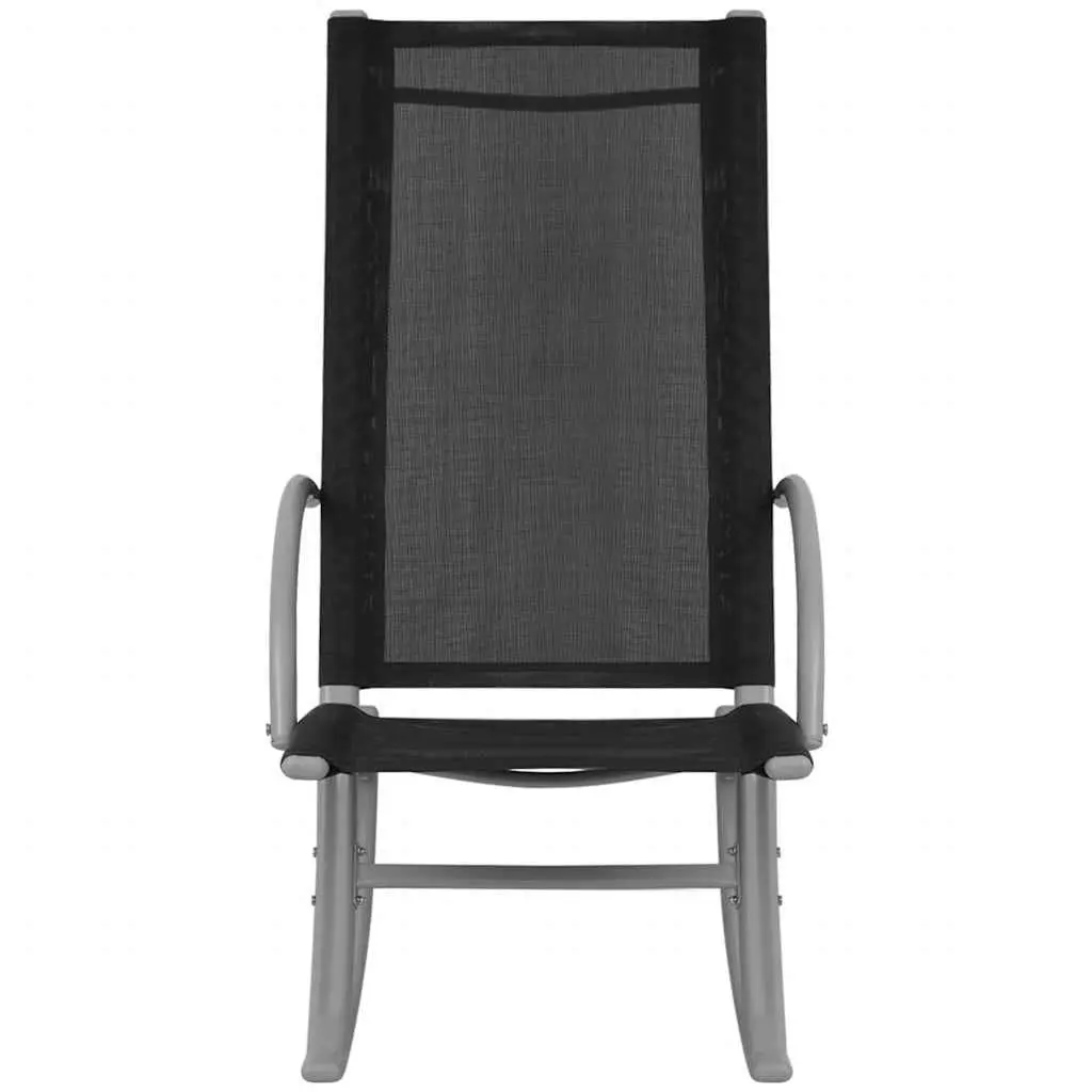 Outdoor Rocking Chairs Set of 2 Black Steel Frame Textilene Fabric