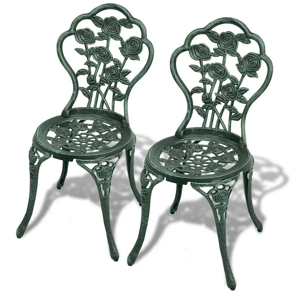 3 Piece Bistro Set Round Table 2 Chairs Garden Patio Outdoor Furniture Green