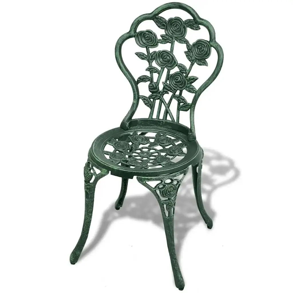 3 Piece Bistro Set Round Table 2 Chairs Garden Patio Outdoor Furniture Green